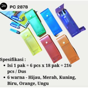 Pen Case / Kotak Pensil Transparan / Tempat Pensil Plastik Topla