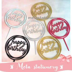 Topper Akrilik / Cake Topper Acrylic Happy Birthday Round