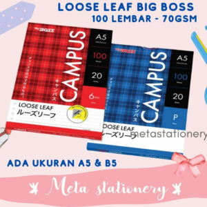 Isi Kertas Binder / Loose Leaf Big Boss Bergaris Ukuran A5 &  B5 Isi 100 Lembar