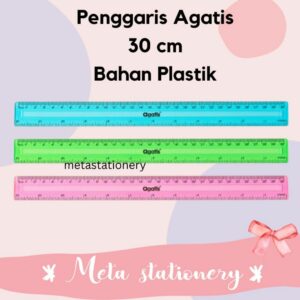Penggaris Plastik / Mika 30cm Agatis warna