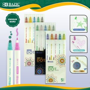 Spidol Anak / Spidol Warna Dual Tip / Dot Marker 5 Colors Bazic