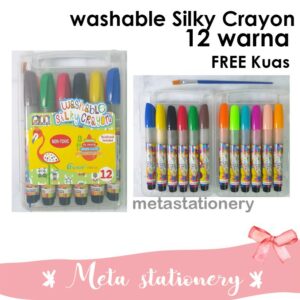 Washable Silky Crayon 12 warna - NDM Paintmate