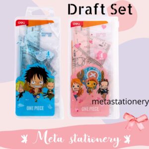 Penggaris / Drafting Set Deli 4 in 1 Special Edition Anime One Piece