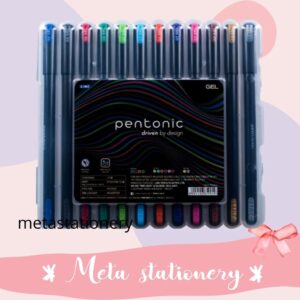 Pentonic Multicolor Gel Pen With Hard Box Case 12 Set