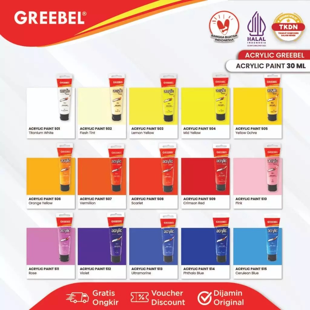 Acrylic Color / Cat Lukis / Cat Acrylic Greebel 30ml (26 Pilihan Warna) - Image 2