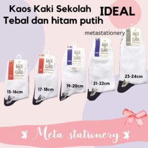 Kaos Kaki Sekolah / Kaos Kaki Putih Hitam Tebal IDEAL