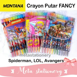 Crayon Putar Fancy Panjang  Karakter 12 warna