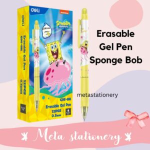 Eraseble Pen / Pulpen hapus / Erasable Gel Pen Deli Spongebob G95-BK ( 1 pcs )