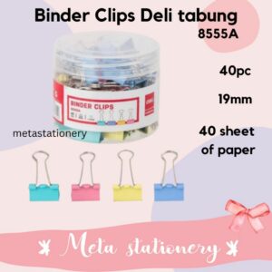 Penjepit Kertas / Binder Clip Tabung Pastel Deli 8555A