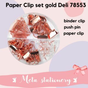 Paper Clip Set Gold / Paper Clip / Binder Clip / Push Pin Set Deli 78553