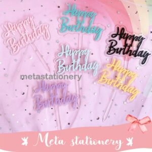 Topper Kue Akrilik / Cake Topper Acrylic Happy Birthday Pastel