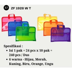 Map Sleting / Tas Jinjing / Zipper Bag Folio Topla + Pegangan Kain 1928T