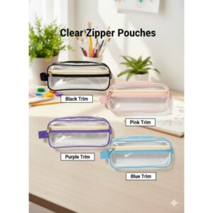 Zipper Pouch / Kotak Pensil Resleting / Tempat Pensil Transparan TSM