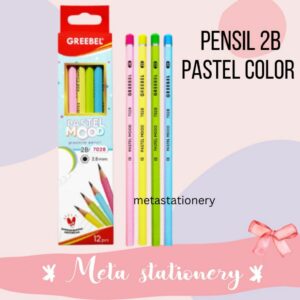 Pencil Graphite / Pensil Kayu 2B Greebel Pastel Color Edition 7028 ( 12pc )