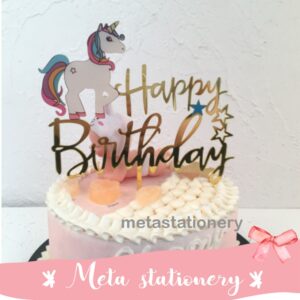 Topper Kue Akrilik / Cake Topper Acrylic Happy Birthday Unicorn