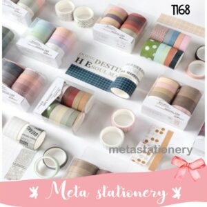 Washi Paper / Masking Tape warna warni isi 10pc - T168