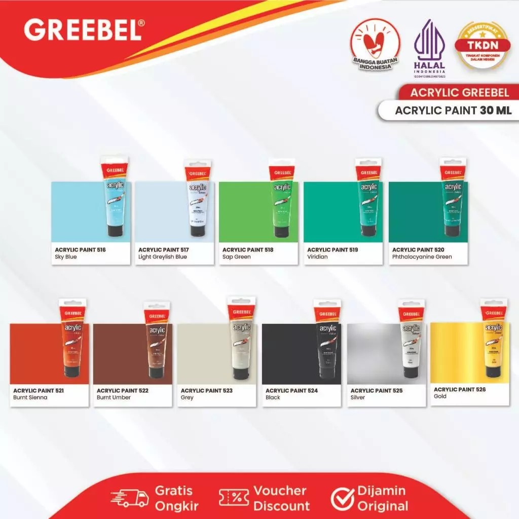 Acrylic Color / Cat Lukis / Cat Acrylic Greebel 30ml (26 Pilihan Warna) - Image 3
